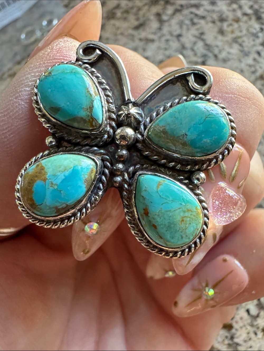 Turquoise Butterfly ring 925 silver